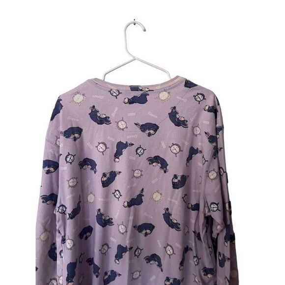 Disney Long Sleeve Eeyore Print All Over Henley Pajama Top Purple Size L… - Picture 6 of 12